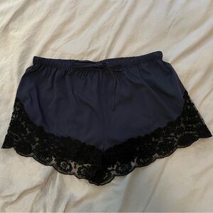 Elegant Black Lace Trim Sleep Shorts